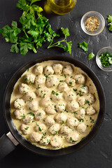 Swedish meatballs with white creamy sauce