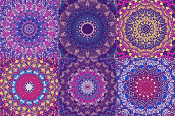Set of colorful ethnic pattern geometric elements
