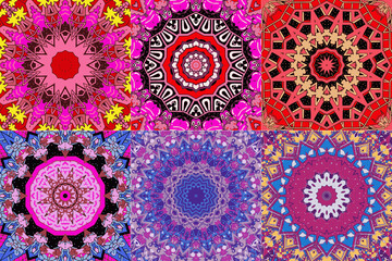 Set of colorful ethnic pattern geometric elements