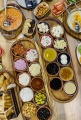 Turkish breakfast on a wooden table