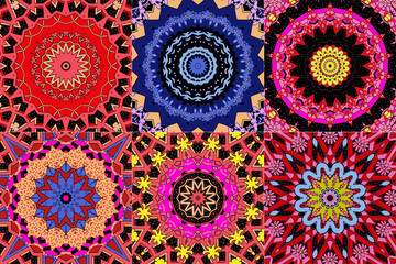 Set of colorful ethnic pattern geometric elements