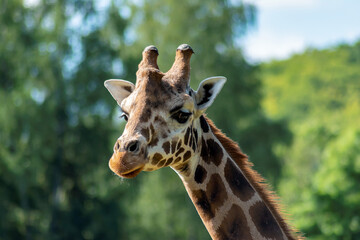 close up on a giraffe