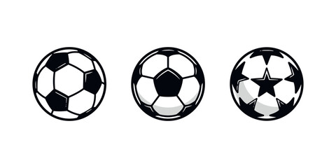 Soccer balls icons isolated on white background. Design elements for logo, poster, emblem. Sport ball icons. Vector illustration