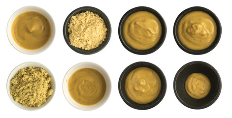 Mustard Sauce with Spices and Mustard Powder Isolated