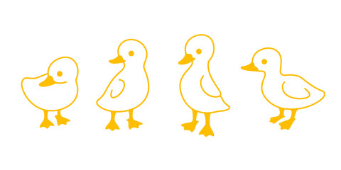 Cartoon duckling. Сute birds icons set. Childish print for nursery, kids apparel, poster, postcard, pattern.