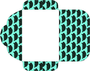envelope design with turtle illustration pattern theme