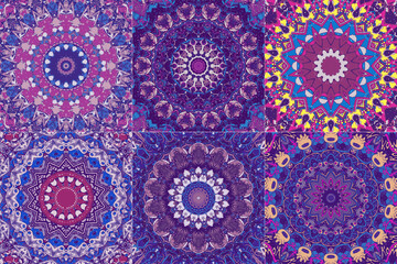 Set of colorful ethnic pattern geometric elements