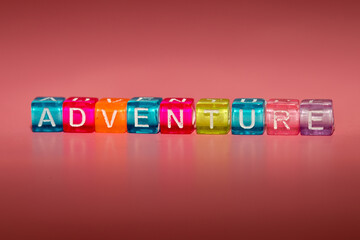 the word "adventure" made up of cubes
