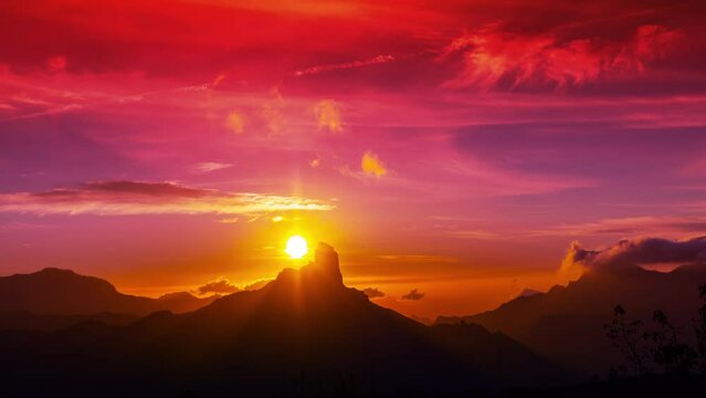 roque nublo in gran canaria sunset timelapse