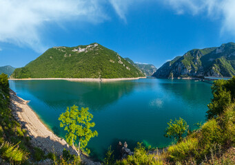 Naklejka na ściany i meble Piva Lake (Pivsko Jezero) view in Montenegro.