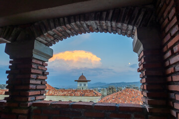 Exterior of medieval castle in autumn
