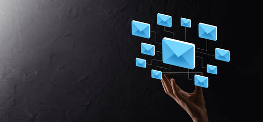 Email marketing and newsletter concept.Contact us by newsletter email and protect your personal...