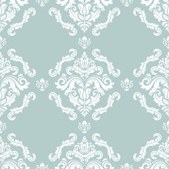 Classic seamless vector pattern. Damask orient ornament. Classic light blue and white vintage background. Orient pattern for fabric, wallpapers and packaging