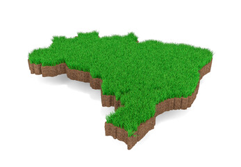 Brazil map on grass in 3d render