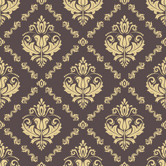 Orient brown and golden vector classic pattern. Seamless abstract background with vintage elements. Orient pattern. Ornament for wallpapers and packaging