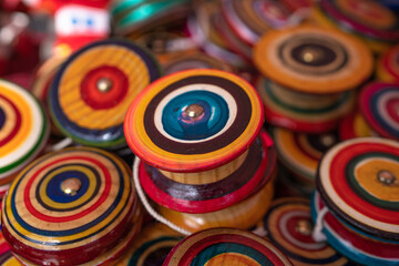 traditional colorful mexican toys in a market