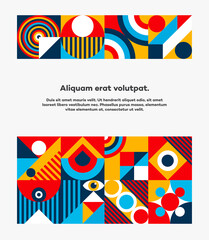 Bauhaus cover design 20s minimal geometric style with geometry figures and shapes circle, triangle. square. Human psychology and mental health concept illustration. Vector 10 eps