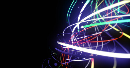 Image of light trails over black background