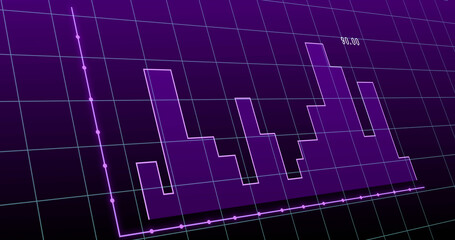 Image of financial graph over violet background