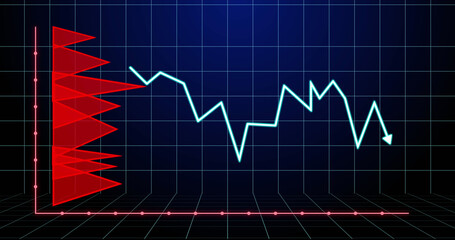 Image of financial graph over navy background