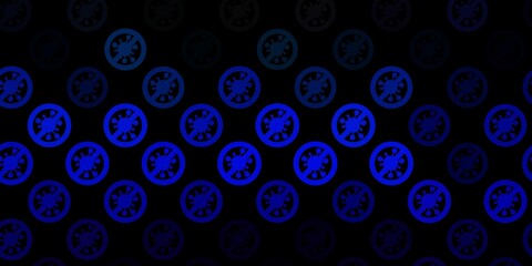 Dark Blue, Green vector backdrop with virus symbols.