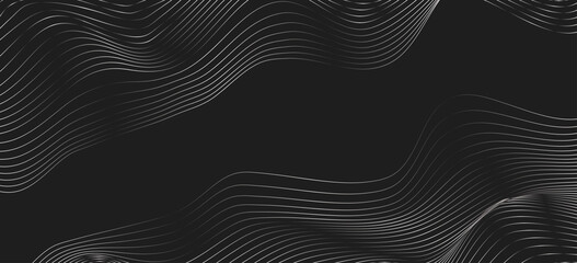 Abstract wave texture line style on black background for your design, banner, social media post. Vector 10 eps
