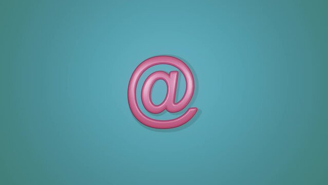 3D rendering, animation. Email icon that appears at top. There is empty space on both sides to insert your email address. Then, after few seconds, icon falls down.