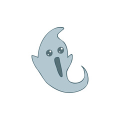 Halloween 2022 - October 31. A traditional holiday, the eve of All Saints Day, All Hallows Eve. Trick or treat. Vector illustration in hand-drawn doodle style. Cute kind ghost.