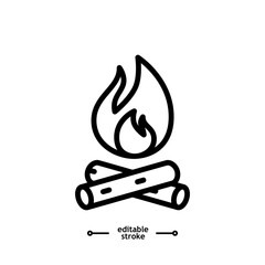 Fire flame icon vector, sign, symbol, logo, illustration, editable stroke, flat design style isolated on white linear