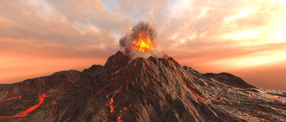 火山 - obrazy, fototapety, plakaty