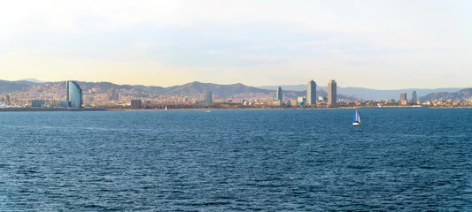 Poster Panoramic view from the sea of the skyline of Barcelona, Spain. © Kirk Fisher