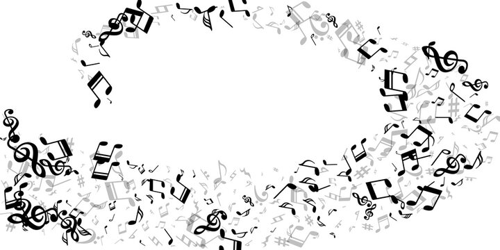 Music note symbols vector background. Song