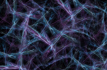 Abstract fractal space pattern web of glowing neon lines. Fractal pattern for creativity and design.