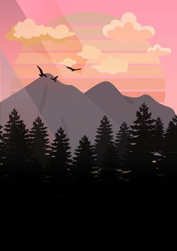 sunset in mountains