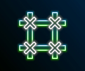Fototapeta premium Glowing neon line Prison window icon isolated on black background. Colorful outline concept. Vector