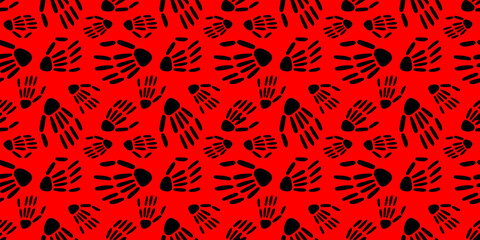  pattern of Skeleton hand on a red background.