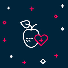 Line Healthy fruit icon isolated on blue background. Colorful outline concept. Vector