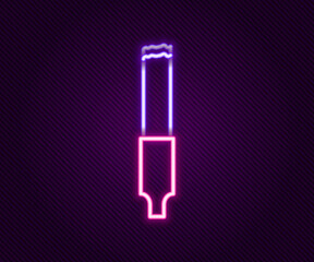 Glowing neon line Cigarette icon isolated on black background. Tobacco sign. Smoking symbol. Colorful outline concept. Vector