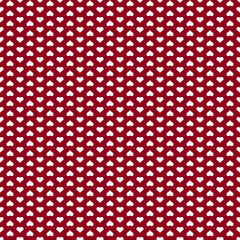 Seamless Small White Hearts on Red Background