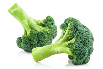 Delicious fresh broccoli, isolated on white background