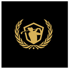 Golf logo. Golf tournament symbol design. Champion player contest team championship. Golf club company - badge, symbol, sign or emblem icon. Vector illustration.