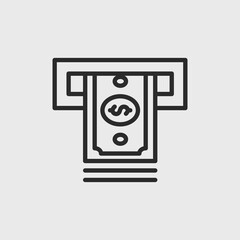 Cash in Atm icon. Simple cash with US dollar sign in atm machine for social media, web and app design. Vector illustration 