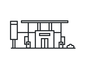 Gas Station icon. Lined gas station isolated on white background for web and app design. Vector illustration 