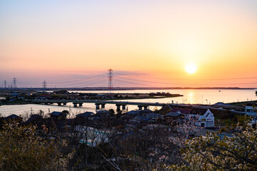 Obraz premium 茨城 権現山公園の夕景