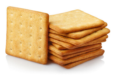 Delicious crackers, isolated on white background