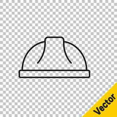 Black line Worker safety helmet icon isolated on transparent background. Vector