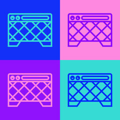 Pop art line Guitar amplifier icon isolated on color background. Musical instrument. Vector