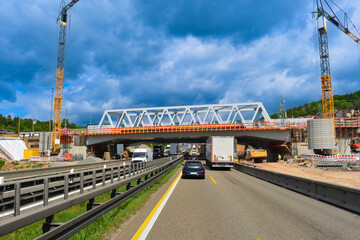 Baustelle auf der A8 Stuttgart Richtung Karlsruhe vor Ausfahrt Pforzheim