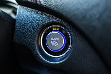 Engine start and stop button in modern car