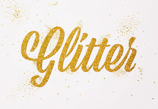 Golden Glitter Text Effect Mockup